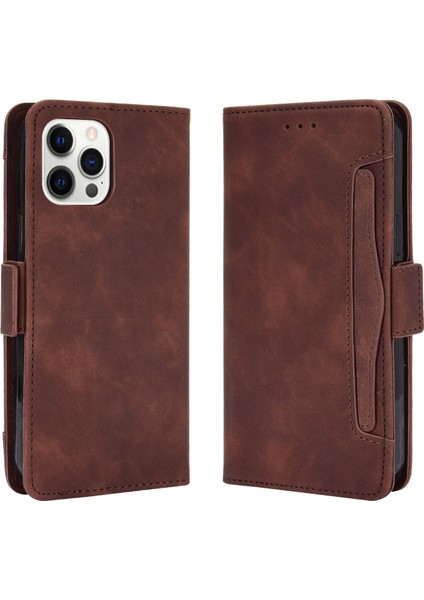 iPhone 12 Pro Max ile Uyumlu Kickstand Koruyucu, Kredi Kartı Tutacağı Pu Deri Darbeye Dayanıklı Telefon Kılıfı (Yurt Dışından)