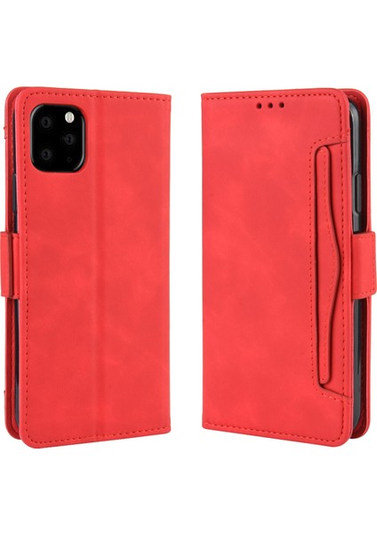 iPhone 11 Pro Max ile Uyumlu Kickstand Koruyucu, Kredi Kartı Tutacağı Pu Deri Darbeye Dayanıklı Telefon Kılıfı (Yurt Dışından)