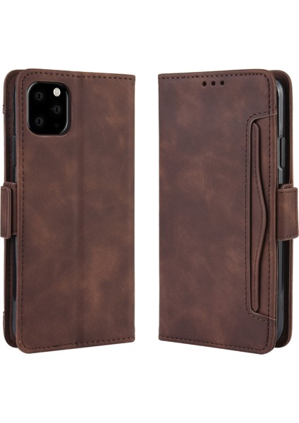 iPhone 11 Pro ile Uyumlu Kickstand Koruyucu, Kredi Kartı Tutacağı Pu Deri Darbeye Dayanıklı Telefon Kılıfı (Yurt Dışından)