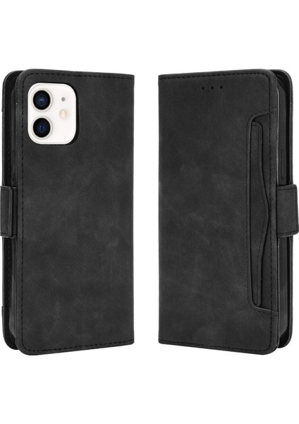 iPhone 12 ile Uyumlu Kickstand Koruyucu, Kredi Kartı Tutacağı Pu Deri Darbeye Dayanıklı Telefon Kılıfı (Yurt Dışından)