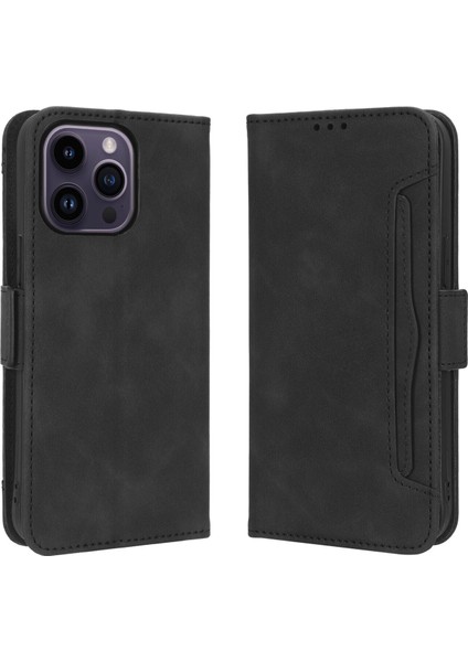iPhone 15 Pro ile Uyumlu Kickstand Koruyucu, Kredi Kartı Tutacağı Pu Deri Darbeye Dayanıklı Telefon Kılıfı (Yurt Dışından)