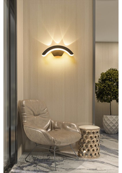 12 Watt Modern Tasarım LED Aplik, Kapı Giriş Apliği, Bahçe, Balkon, Salon, Teras, Kamelya Armatürü