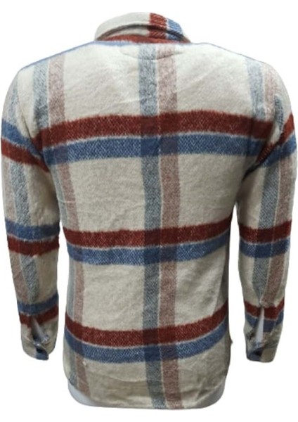 Y00806 Erkek Ekose Kareli Peluş Gömlek - Y00806 - Mavi - ST00806-MAVI-XXL fiyatları