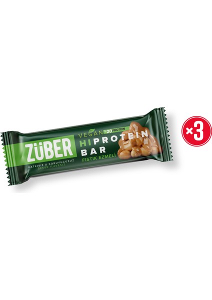 Yüksek Protein Vegan Bar Fıstık Ezmeli 45G x 3 Adet