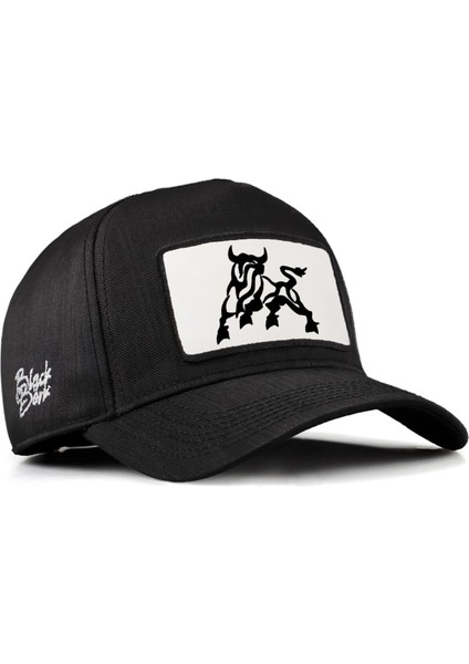 V2 Baseball Boğa - 1 Kod Logolu Unisex Siyah Cordura Kumaş Şapka (Cap)