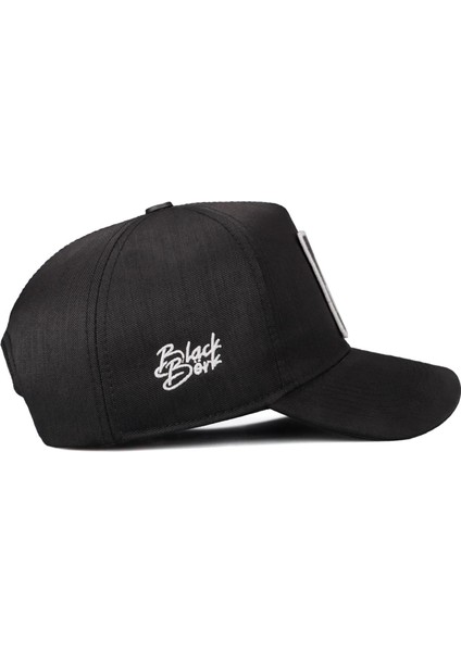 V2 Baseball Boğa - 1 Kod Logolu Unisex Siyah Cordura Kumaş Şapka (Cap)