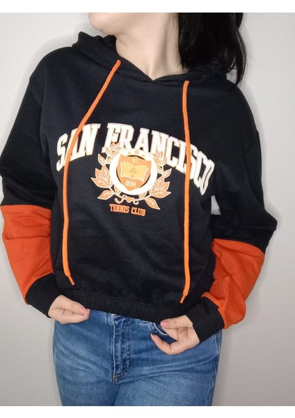 ESY Moda San Francısco Baskılı Kadın Crop Sweat