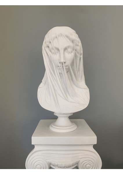 Büyük Duvaklı Gelin Tüllü Kadın Büst Heykel