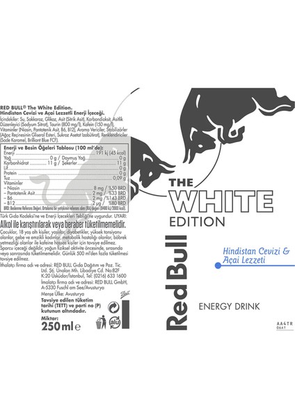 Redbull White Edition 250 ml x 24 Adet