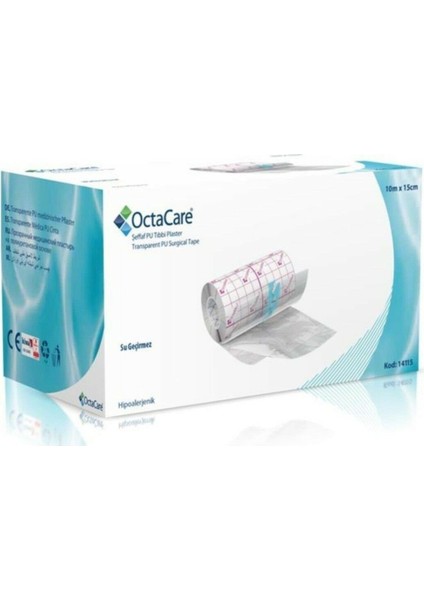 Octacare 14115 Şeffaf Pu Tıbbi Su Geçirmez Flaster 10MX15CM