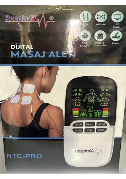 Rtc-Pro Renkli Dijital Masaj Aleti Tens 8 Kanallı Şarjlı (8 Pedli) fırsatları