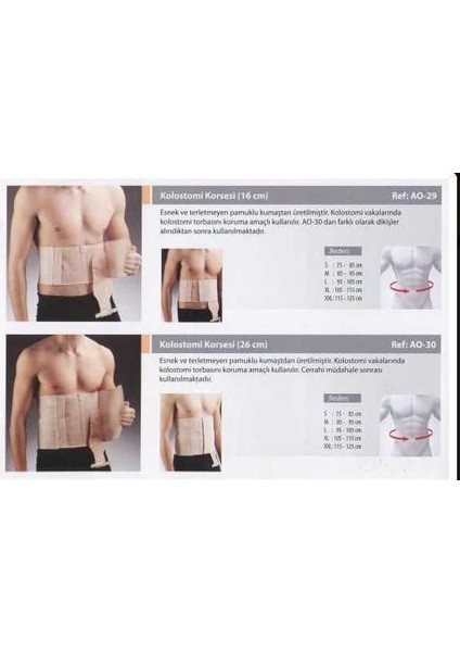 Kolostomi Korsesi 26 cm Bel Çevresi 70-80 cm fiyatları