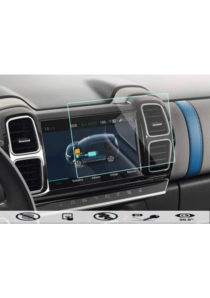 Citroen C5 Aircross 7 Inc Multimedya Ekran Koruyucu Kırılmaz Şeffaf Temperli Nano Cam