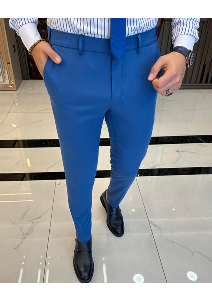 Italyan Stil Slim Fit Bel Detaylı Erkek Pantolon T11338