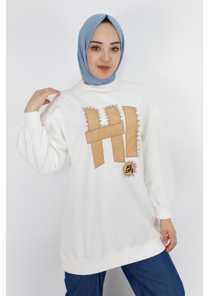 71102TAŞ ve Yazı Detaylı 2 Iplik Kumaş Sweatshirt fiyatları