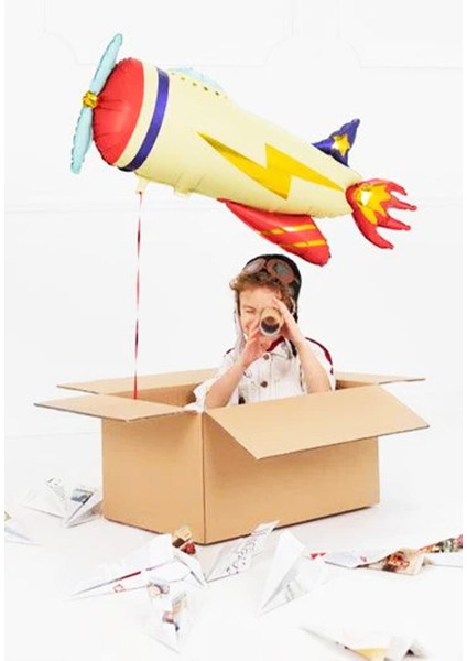 Retro Uçak Folyo Balon Doğum Günü Model Uçak Balon