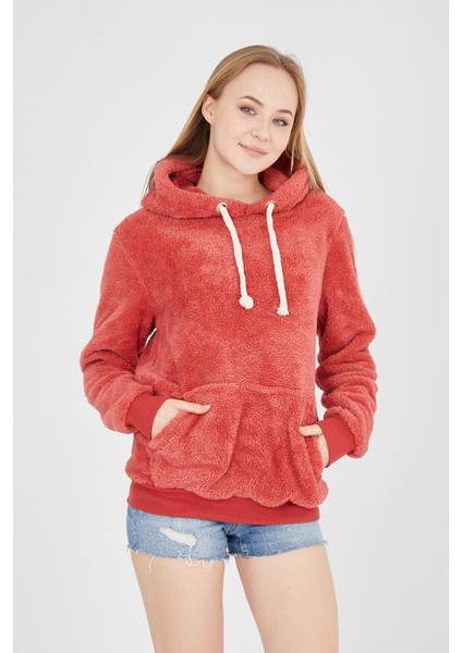 Grody.t  Kapüşonlu Peluş Sweatshirt Hoody Nar Rengi