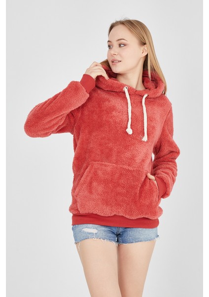 Grody.t Kapüşonlu Peluş Sweatshirt Hoody Nar Rengi indirimleri