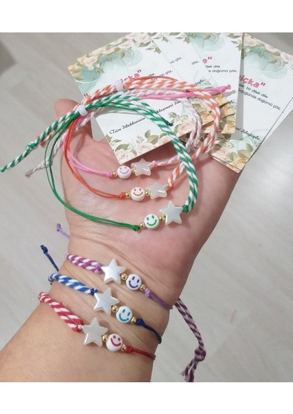 Altı Adet Marteniçka Kartlı Yıldızlı Gülen Yüzlü Marteniçka Bileklik