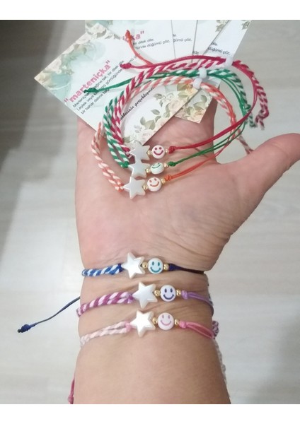 Altı Adet Marteniçka Kartlı Yıldızlı Gülen Yüzlü Marteniçka Bileklik fiyatları