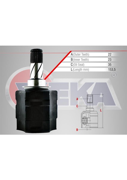 Aks Kafası Sol-Sag On Ic Opel Corsa C 1.3 Cdtı 22X23X35 Uzunluk 153,5 mm 2000-2006 - 1603409