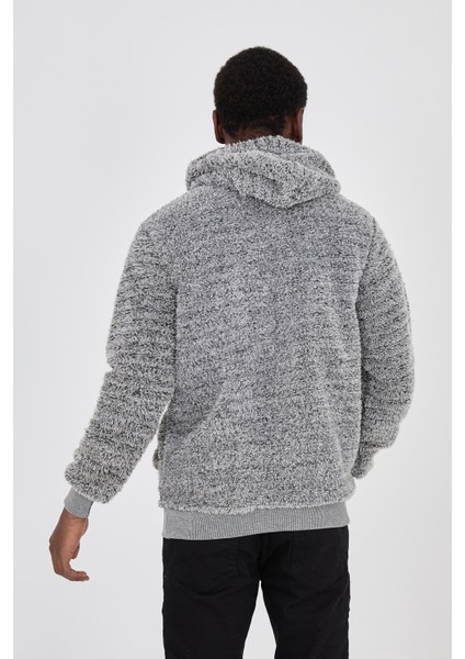 Kapüşonlu Peluş Sweatshirt Hoody Antrasit