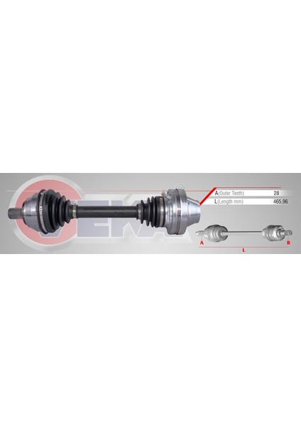 Komple Aks Sol Sag On Amarok 2.0 Tdı Uzunluk 465.96MM 2010-