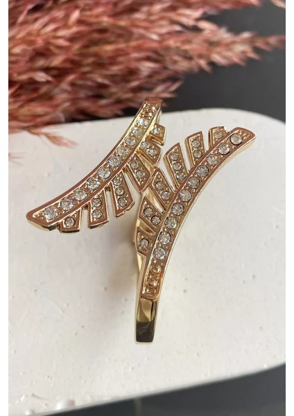Rose Gold Renk Yaprak Figürlü Çelik Kelepçe Bileklik