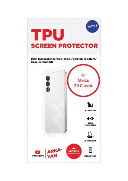 Meizu 20 Classic Mat Arka ve Yan Koruyucu Tpu Film fiyatları