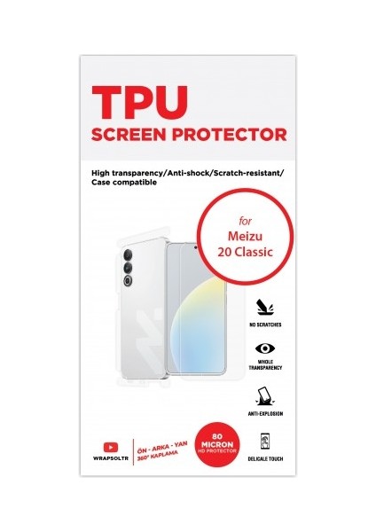 Meizu 20 Classic Ön, Arka ve Yan 360 Derece Tam Kaplama Tpu Film fiyatları