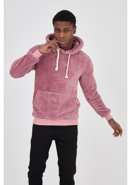 Kapüşonlu Peluş Sweatshirt Hoody Nar