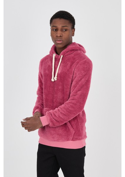 Kapüşonlu Peluş Sweatshirt Hoody Nar