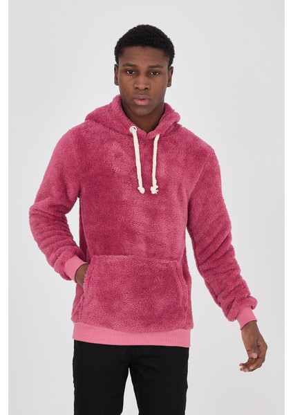 Kapüşonlu Peluş Sweatshirt Hoody Nar