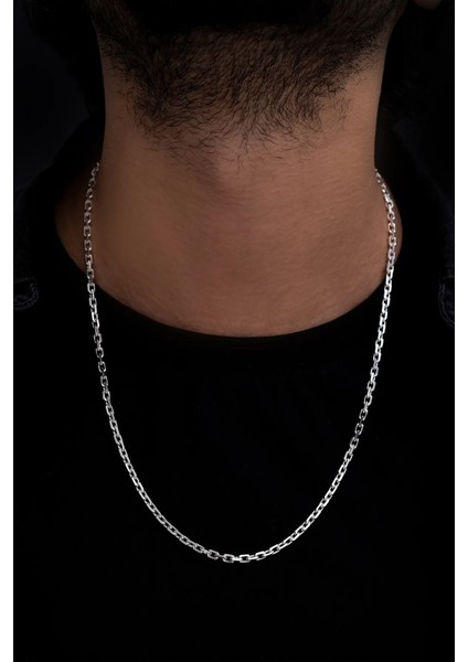 Erkek Gümüş 3.5mm Forse Model 925 Ayar Erkek Gümüş Zincir Kolye