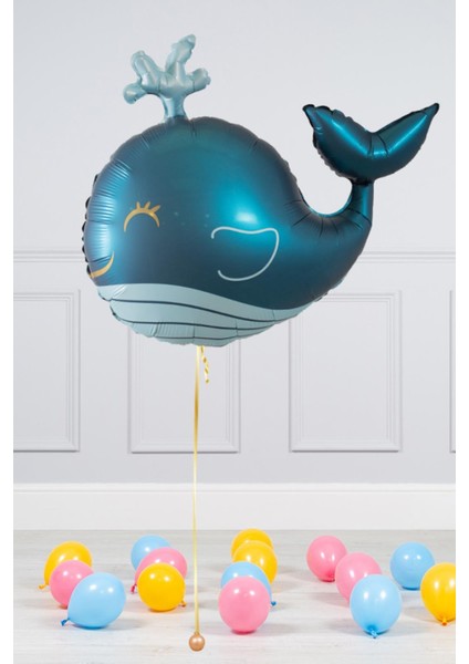 Koyu Mavi Balina Şekilli Folyo Balon
