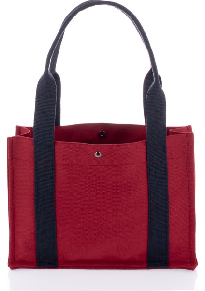 Kanvas Tote Bag, Orta Boy Bordo Kadın Kol ve Omuz Çantası, 35X25 Cm, Ön ve Iç Cepli, Mıknatıs Ağızlı modelleri