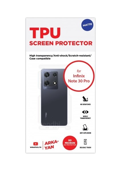 Infinix Note 30 Pro Mat Arka ve Yan Koruyucu Tpu Film