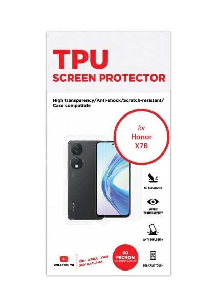 Honor X7B Ön, Arka ve Yan 360 Derece Tam Kaplama Tpu Film fiyatları