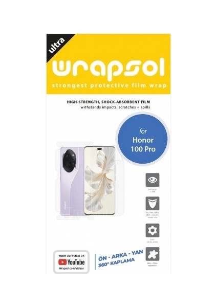 Honor 100 Pro Ön, Arka ve Yan 360 Derece Tam Kaplama Poliüretan Film fiyatları