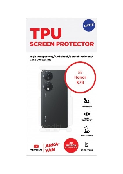 Honor X7B Mat Arka ve Yan Koruyucu Tpu Film fiyatları