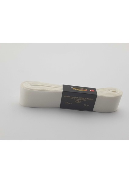Saten Kurdele Krem Renkte 3 cm Genişlik 10 mt Uzunluk (1 Adet)