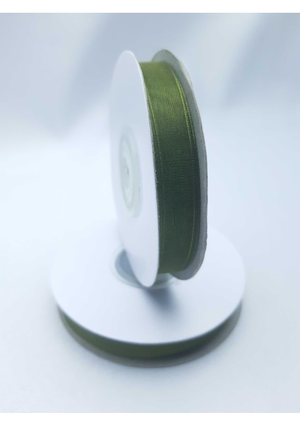 Haki Renginde 1 cm Organze Kurdele (1 Makara 25 Mt)