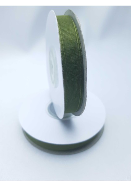 Haki Renginde 1 cm Organze Kurdele (1 Makara 25 Mt)