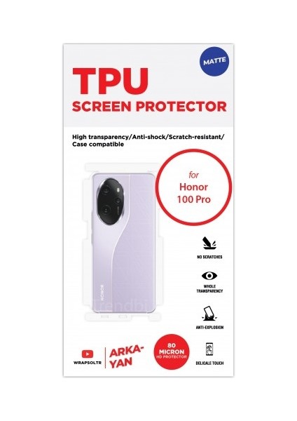 Honor 100 Pro Mat Arka ve Yan Koruyucu Tpu Film fiyatları