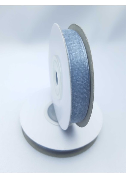 Gri Renginde 1 cm Organze Kurdele (1 Makara 25 Mt)