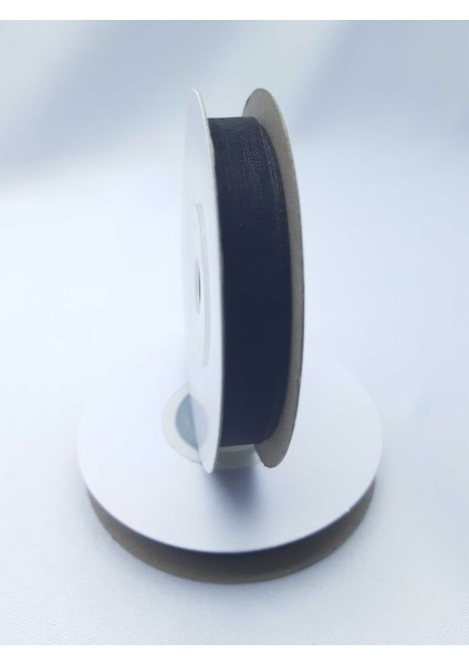 Siyah Renkte 1 cm Organze Kurdele (1 Makara 25 Mt)