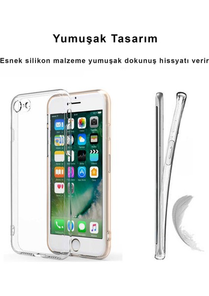 iPhone 8 Kılıf Şeffaf Kamera Korumalı Yumuşak Silikon