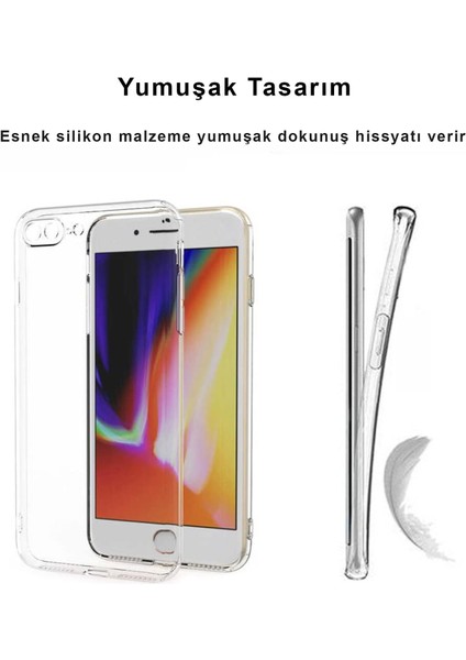 iPhone 7 Plus Kılıf Şeffaf Kamera Korumalı Yumuşak Silikon