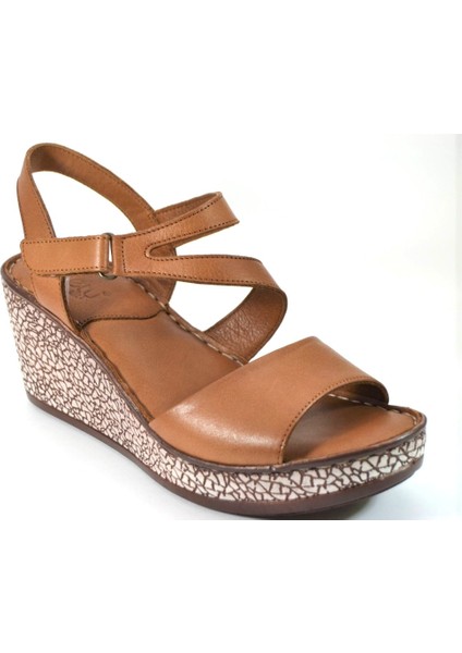 BY69.0900 Deri Taba Dolgu Topuklu Kadın Sandalet fiyatları