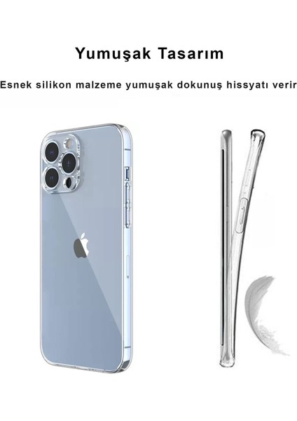 iPhone 13 Pro(6.1") Kılıf Şeffaf Kamera Korumalı Yumuşak Silikon